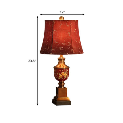 Luxora - Elegant Rød Empire Bordlampe i Bordpladedesign