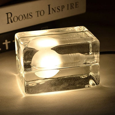 LuxeCube Minimalistisk Bordlampe - Transparent Glaskube