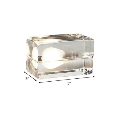 LuxeCube Minimalistisk Bordlampe - Transparent Glaskube