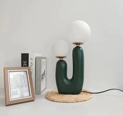 CactiGlow Kaktuslampe – Moderne LED Bordlampe i Højkvalitets Resin og Glas