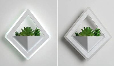 NatureGlow Minimalistisk Væglampe – Skandinavisk Design med Kunstige Planter og LED Lys