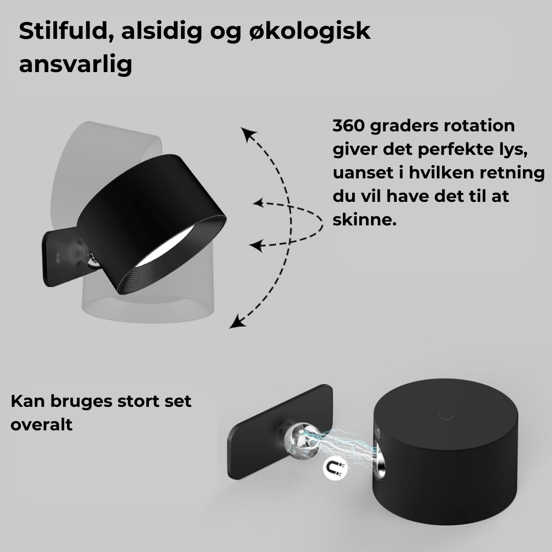 Trådløs Genopladelig 360° Væglampe – VersaLight