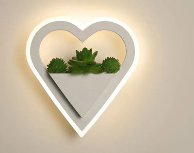 NatureGlow Minimalistisk Væglampe – Skandinavisk Design med Kunstige Planter og LED Lys