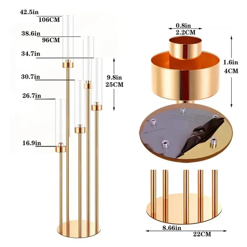 GildedGlow – Metal Kandelaber med Akryl Dekoration