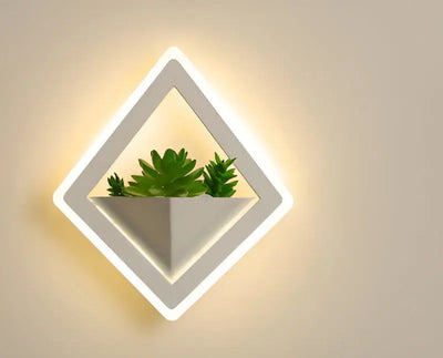 NatureGlow Minimalistisk Væglampe – Skandinavisk Design med Kunstige Planter og LED Lys