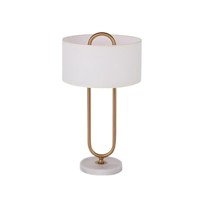 LichtAnna - Hvid Trommel Natbordslampe med Oval Stand